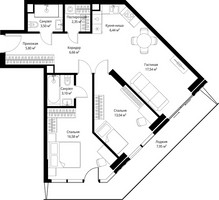 Планировка двухкомнатной(квартира) площадью 83.65 квадратных метров в “ЖК Джойс”
