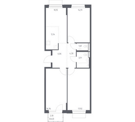 Планировка трехкомнатной(квартира) площадью 81.59 квадратных метров в ЖК “ЖК Новое Внуково”