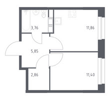 Планировка однокомнатной(квартира) площадью 35.73 квадратных метров в “ЖК ЭкоБунино (Южное Бунино)”