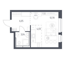 Планировка студии(квартира) площадью 25.6 квадратных метров в “ЖК Новое Видное”