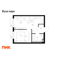Планировка однокомнатной(квартира) площадью 32.3 квадратных метров в “ЖК Яуза Парк (Мытищи)”