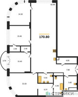 Планировка 4+ комнатной(квартира) площадью 170.8 квадратных метров в “ЖК Большая Татарская 35”