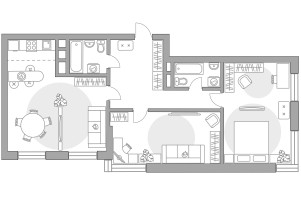 Планировка трехкомнатной(квартира) площадью 83.1 квадратных метров в “ЖК Бригантина”