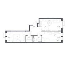 Планировка двухкомнатной(квартира) площадью 59.56 квадратных метров в “ЖК Большое Путилково”