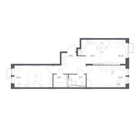 Планировка двухкомнатной(квартира) площадью 59.56 квадратных метров в ЖК “ЖК Большое Путилково”