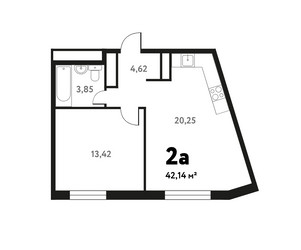 Планировка однокомнатной(квартира) площадью 42.26 квадратных метров в ЖК “ЖК Южное Пушкино”