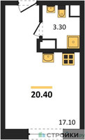 Планировка студии(квартира) площадью 20.4 квадратных метров в “ЖК Школьный”