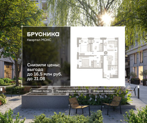 Планировка трехкомнатной(квартира) площадью 88.05 квадратных метров в ЖК “ЖК Первый квартал”
