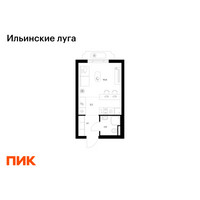 Планировка студии(квартира) площадью 21.8 квадратных метров в “ЖК Ильинские луга”