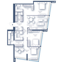 Планировка трехкомнатной(квартира) площадью 141.91 квадратных метров в “ЖК Дом Дау”