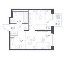 Планировка однокомнатной(квартира) площадью 33.94 квадратных метров в “ЖК Новое Видное”