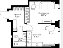 Планировка однокомнатной(квартира) площадью 35.72 квадратных метров в “Мультиквартал СИТИДЗЕН”