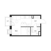 Планировка студии(квартира) площадью 26.2 квадратных метров в “ЖК Форевиль”