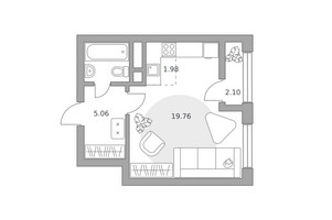 Планировка студии(квартира) площадью 31.99 квадратных метров в “ЖК Пехра”
