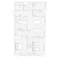 Планировка двухкомнатной(квартира) площадью 117.8 квадратных метров в “Клубный дом Дуо”