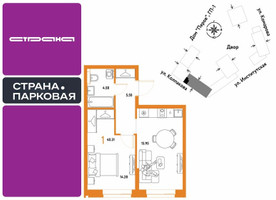 Планировка однокомнатной(квартира) площадью 40.31 квадратных метров в “ЖК Страна.Парковая”