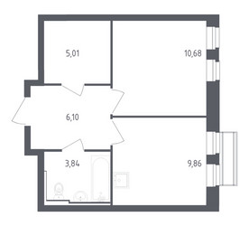 Планировка однокомнатной(квартира) площадью 35.49 квадратных метров в ЖК “ЖК Рублевский Квартал”
