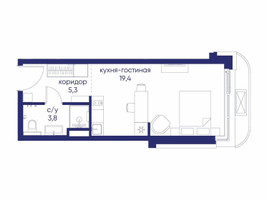 Планировка студии(квартира) площадью 28.52 квадратных метров в “ЖК Остров”