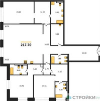 Планировка трехкомнатной(квартира) площадью 217.7 квадратных метров в “Жилой дом Кло 17”