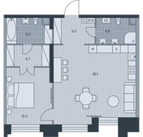 Планировка двухкомнатной(квартира) площадью 62.1 квадратных метров в “ЖК Ever (Эвер)”