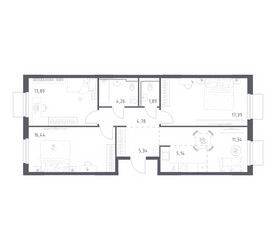Планировка трехкомнатной(квартира) площадью 80.47 квадратных метров в ЖК “ЖК Мытищи Парк”