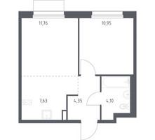 Планировка однокомнатной(квартира) площадью 38.79 квадратных метров в “ЖК Новое Внуково”