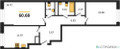 Планировка двухкомнатной(квартира) площадью 60.68 квадратных метров в “ЖК Дюна”