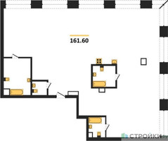 Планировка трехкомнатной(квартира) площадью 161.6 квадратных метров в “ЖК Luzhniki Collection (Коллекция Лужники)”