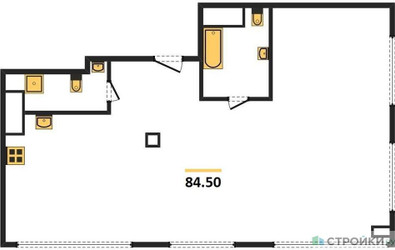 Планировка трехкомнатной(квартира) площадью 84.5 квадратных метров в ЖК “ЖК Nametkin Tower (Наметкин Тауэр)”
