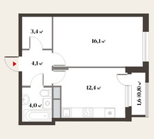 Планировка однокомнатной(квартира) площадью 40.5 квадратных метров в “ЖК Миниполис Восемь кленов”