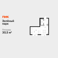 Планировка однокомнатной(квартира) площадью 30.5 квадратных метров в “ЖК Зеленый парк”