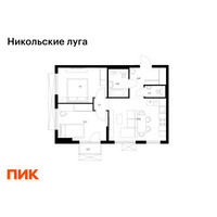 Планировка двухкомнатной(квартира) площадью 54.6 квадратных метров в “ЖК Никольские луга”