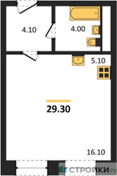Планировка студии(квартира) площадью 29.3 квадратных метров в ЖК “ЖК Пушкино Град”