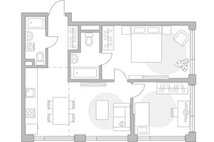 Планировка трехкомнатной(квартира) площадью 59.49 квадратных метров в “ЖК Мневники от Гранель”
