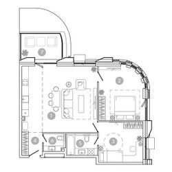 Планировка трехкомнатной(квартира) площадью 81.6 квадратных метров в ЖК “ЖК УНО Соколиная гора”