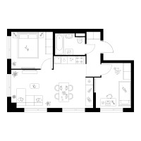 Планировка двухкомнатной(квартира) площадью 48.8 квадратных метров в “ЖК Онежский вал”