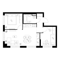 Планировка двухкомнатной(квартира) площадью 48.8 квадратных метров в ЖК “ЖК Онежский вал”