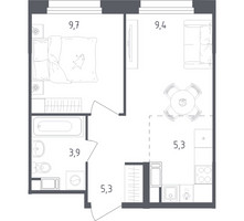 Планировка однокомнатной(квартира) площадью 33.6 квадратных метров в “ЖК Ольховый Квартал”