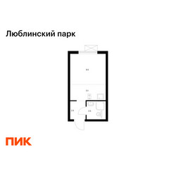 Планировка студии(квартира) площадью 19.6 квадратных метров в ЖК “ЖК Люблинский парк”
