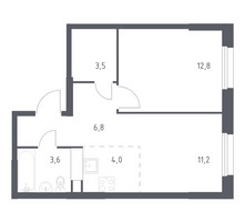 Планировка однокомнатной(квартира) площадью 40.9 квадратных метров в “ЖК ЭкоБунино (Южное Бунино)”