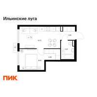 Планировка однокомнатной(квартира) площадью 33.11 квадратных метров в “ЖК Ильинские луга”