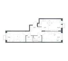 Планировка двухкомнатной(квартира) площадью 59.56 квадратных метров в “ЖК Большое Путилково”