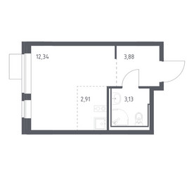 Планировка студии(квартира) площадью 22.26 квадратных метров в ЖК “ЖК Молжаниново”
