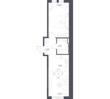 Планировка однокомнатной(квартира) площадью 44.42 квадратных метров в “ЖК Остафьево”