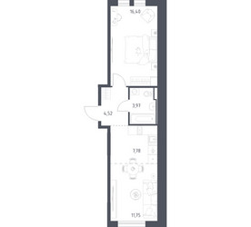 Планировка однокомнатной(квартира) площадью 44.42 квадратных метров в ЖК “ЖК Остафьево”