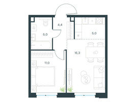 Планировка двухкомнатной(квартира) площадью 40.7 квадратных метров в “ЖК Левел Мичуринский”