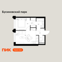 Планировка однокомнатной(квартира) площадью 34.5 квадратных метров в “ЖК Бусиновский парк”