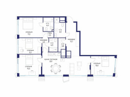 Планировка 4+ комнатной(квартира) площадью 128.02 квадратных метров в “ЖК Остров”