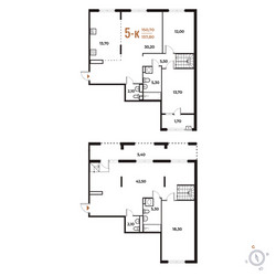 Планировка 4+ комнатной(квартира) площадью 157.8 квадратных метров в ЖК “ЖК Новое Летово”