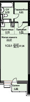 Планировка студии(квартира) площадью 37.8 квадратных метров в “ЖК Соболевка”